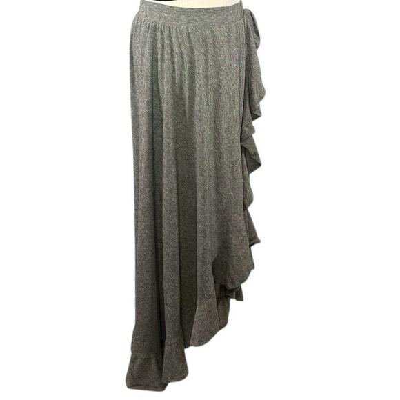 Poof! High Low Ruffle Maxi Skirt Heather Gray Boho Y2K Flowy Asymmetrical Hem| M - Picture 6 of 10